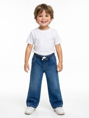 Boys’ Cat & Jack Elastic Waist Denim Pants - Blue